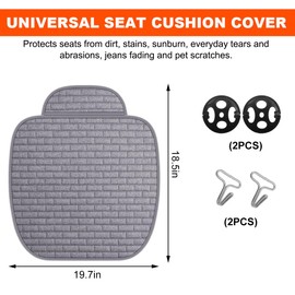 KVAEY Front Car Seat Cover, Anti-Slip Bottom Front Seat Cover Protector with Storage Pocket, Breathable Linen Driver Seat Protector Comfortable Front Cushion Pad for Most Vehicles (Gray)