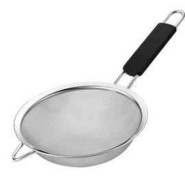 Fine Mesh Strainer with thermo plastic rubber handle - Sieve Fine Mesh Stainless Steel - Ideal to Sift Flour, Icing Sugar, Fruits and Vegetables (5.5 Inches)