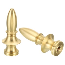 PATIKIL 2.1" Tall Brass Lamp Finials Cap Knob, 2 Set Lamp Screw Holder Tapped 1/4-27 for Table and Floor Lamp Shade Decorations