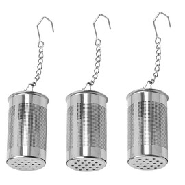 Pack of 3 Stainless Steel Tea Strainer Tea Strainer Lid Silver Tea Strainer Loose Tea Cup Tea Strainer Large Teapot for with Hook Chain Tea Herb Strainer Tea Infuser Tea Filter Place it in the Cup and