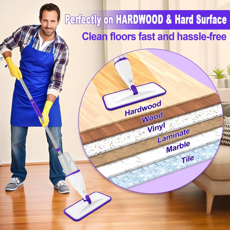 Spray Mop for Hardwood Floor Cleaning: EXEGO Wet Mops with
