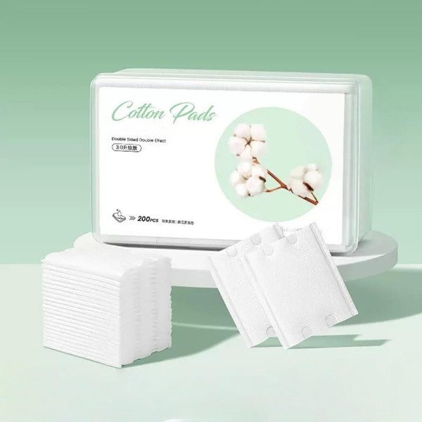 200PCS Square Cotton Pads for Face, Ultra Soft & Lint-Free