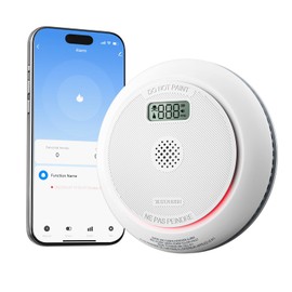 Siterlink 2.4G Smart Smoke Detector Carbon Monoxide Detector Combo with Digital Display, 2 in 1 WiFi Fire and CO Alarm Detector, Replaceable Battery, Real-Time Notification, UL217 UL2034, 1 Pack