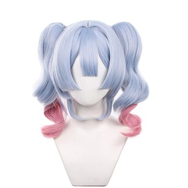 Miku Wig Rabbit Hole Cosplay Medium Blue and Pink with Twin Clip Bi Cute Bunnies Double Ponytail Synthetic Hair Wig for Women Adult Cos Party Halloween Christmas(Miku Rabbit Hole)