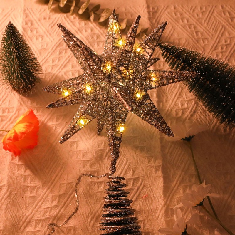 Christmas Tree Topper Lighted, 18 Point Explosion Tree Star, Christmas