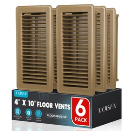 VOISEN Floor Register 4x10, 6 Pack Brown Floor Vent Covers, Heavy Duty Steel Walkable Floor Vents,Vent Covers for Home Floor