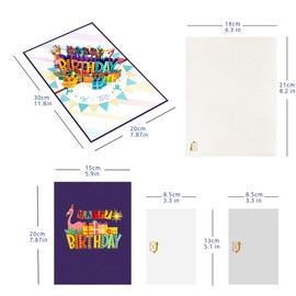 CNLITHEKA Birthday Card Pop Up, Flamingos Birthday Greeting Card, Happy Birthday Cards for Daughter, Girls, Mum, Women, Envelope Included