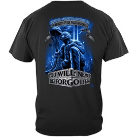 Military Never Forget Fallen Soldier American Flag Marine Corps US Army Air Force US Navy Patriotic 100% Cotton T Shirt Black ADD46-MM110L Large