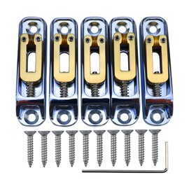 OVSAL Chrome Single String Bass Guitar Bridge with Brass Saddle Individual Fixed Bridge for 5 String Electric Bass Replacement Parts