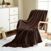 Vessia Flannel Fleece King Size Blanket(108x90inch), 300GSM Cozy Brown Stripe