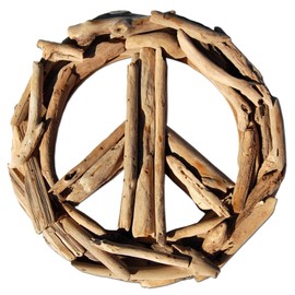FBA_1435_20 cm Driftwood Decoration with Peace Motif Wall Decoration Driftwood Sign Wooden Decoration