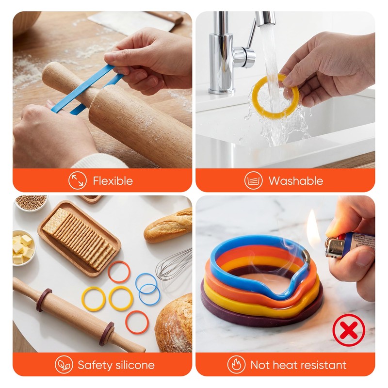 1/16''to 5/16'' Rolling Pin Guide Rings,Dough Thickness Spacer Baking Tools