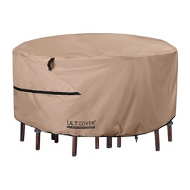 ULTCOVER Round Patio Furniture Cover - Outdoor Waterproof Table with Chair Set Cover 108 inch