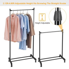 Height Adjustable 3.12ft-4.80ft Foldable Clothes Hanger 15kg/33lbs Garment Racks with Wheels for Shoe Storage for Dormitory Homecolor: Silver1