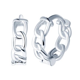 Yumilok Women's Earrings Stud Earrings Chain Hoop Earrings Small 925 Sterling Silver Hoop Huggie Piercings For Women, Sterling Silver