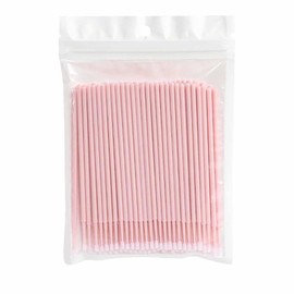 ALLVD Extra Fine Cotton Swabs, Makeup Tools, Extra Fine Cotton Swabs, 100 Pieces Micro Mapper Disposable Extra Fine Cotton Swabs, High Fiber Eye Makeup Clip Line, Eyeliner, Etc. Details (Pink)