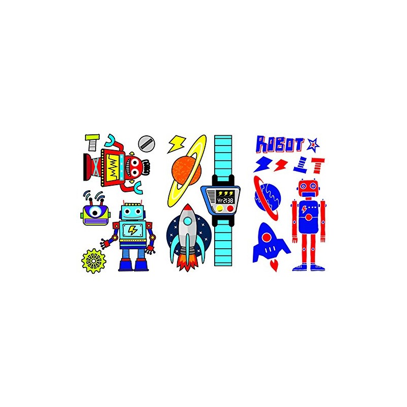 Children's Party Colour Robot Temporary Tattoos