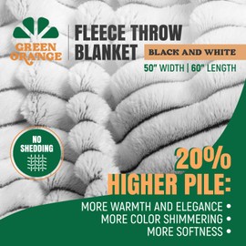 GO Premium Plush Soft Throw Blanket for Couch - Black and White Fleece Blanket for Living Room, Bedroom, Home Decor - Small Couch Blanket for Men, Women (50x60 Inches)
