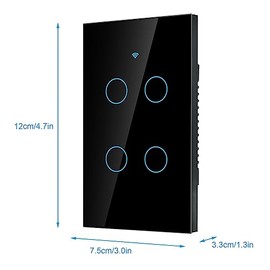 Sonew WiFi Interruptor de Pantalla táctil, Interruptor Remoto con Teclas táctiles Altamente sensibles, Adecuado para AC de 4 vías(Negro)