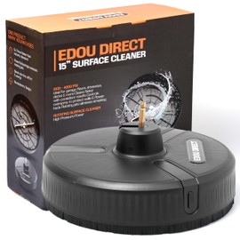 Edou Direct Pressure Washer Surface Cleaner - Heavy-Duty Plastic - 15'' - Black - Dual Spinning Nozzles for Fast Cleaning - Compatible with Most Electric Pressure Washers - 1/4 Inch Quick-Connect