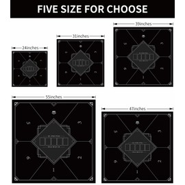 nuveti 24/31/39/47/55 inch Square Foldable 6-Player Texas Poker Card Tabletop Layout Portable Anti-Slip Rubber Board Game Mat Texas Hold'em Poker Mat for Family Game, Casino, Party