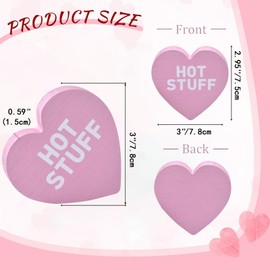 Wooden Valentines Day Decor Heart Blocks, 6PCs Freestanding Wood Heart Signs for Valentine Decorations, Heart Shape Table Blocks for Tiered Tray Decor, Rustic Farmhouse Valentine Decor for Home (6pcs)