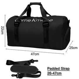KYYLZ Sporttaschen für Damen und Herren,Reisetasche und Handtaschen,Sporttasche mit Schuhfach und Nassfach,Schwimmtasche Weekender Trainingstasche Tasche für Gym Fitness Urlaub Übernachtung Schwarz