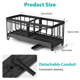 TOKPLNU Sink Caddy Kitchen Storage Organiser, Metal Sponge Holder for Kitchen Tidy Sink Organiser, Washing Up Utensil Caddy, Sink Tidy for Bathroom Accessories, Black