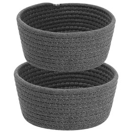Storage Basket, Cotton Rope, Braided Set of 2, Storage Baskets, Bathroom Changing Table Accessories, Wicker Basket, Organiser, Cotton for Decoration, Children's Room, Toy (Grey)