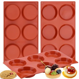 Ocmoiy 3 Inch Egg Mold for Breakfast Sandwiches Round Silicone Muffin Top/Egg Pan, Non-Stick Oven Baking Silicone Molds for Eggs Patty Bites, Tarts, English Muffins, Pack of 3