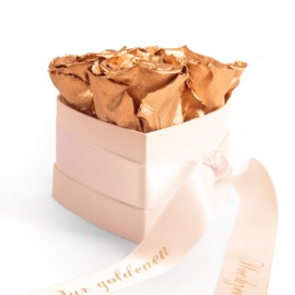 ROSEMARIE SCHULZ Heidelberg Infinity Rose Box Heart Rose Heart Preserved for Golden Wedding Anniversary Gift (Gold, 3 Infinity Roses)