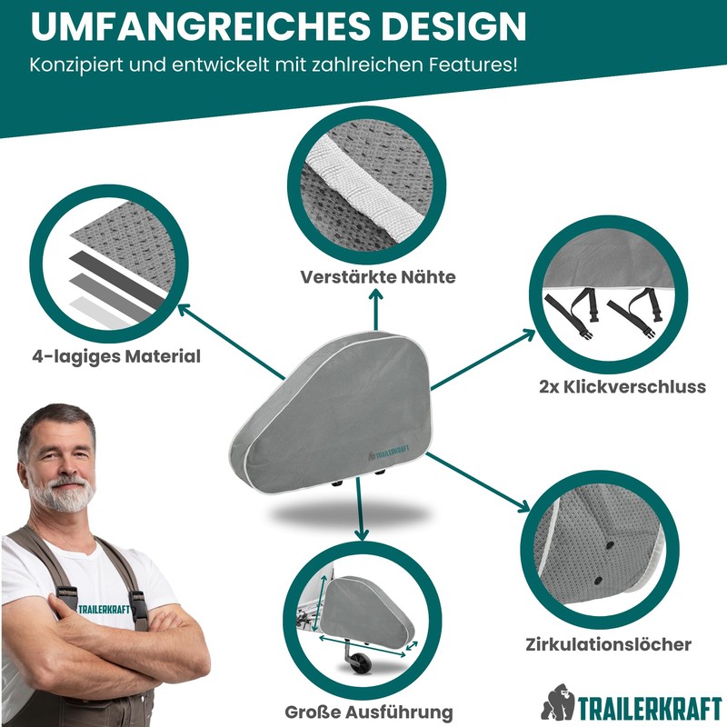 TRAILERKRAFT® Tow Bar Cover Caravan PlusPro – Universal Drawbar Cover
