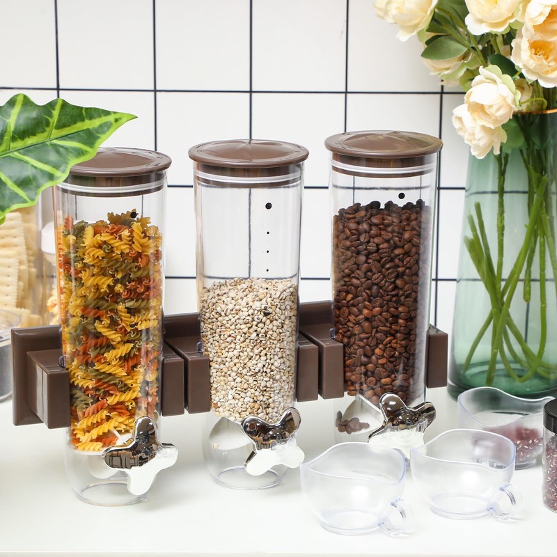 Nitial 2 Pieces Cereal Dispenser Wall Mounted 4.5L Triple Candy