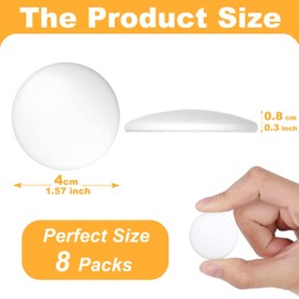 Hantoc Wall Door Stop, Set of 8, White Wall Buffer Protection for Wall and Door, Wall Buffer for Wall Protection, Door Buffer Wall for Door Hinge Door Handle Protection, Diameter 40 mm