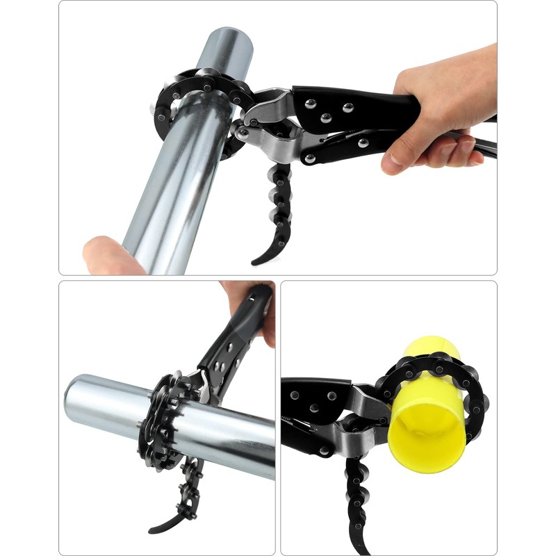 QWORK Adjustable Exhaust Tube Chain Cutter, for Cutting Tailpipes and