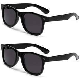 VANANA Classic Retro Sunglasses Vintage Black Square Frame for Men Women Outdoor Fishing Driving Climbing Unisex (Pack of 2 Pairs)