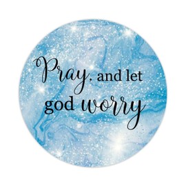 Pray and Let God Worry Round Label Stickers 100pcs Bible Verse Quotes Saying Circle Decals for Water Bottle Luggages Laptop Computer Envelopes Seals Card Boxes 3in