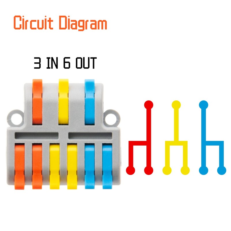 XALXMAW 5Pcs Lever Wire Connectors, 3 in 6 Out Quick
