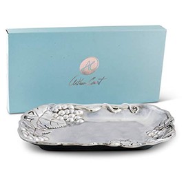 Arthur Court Designs Aluminum Grape Food Service Tray, Desktop Storage Organizer, Catchall, Valet, Nightstand or Dresser 9.5 inch Long