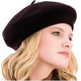Womens Beret French Classic Beanie Hat Wool Beret Solid Color