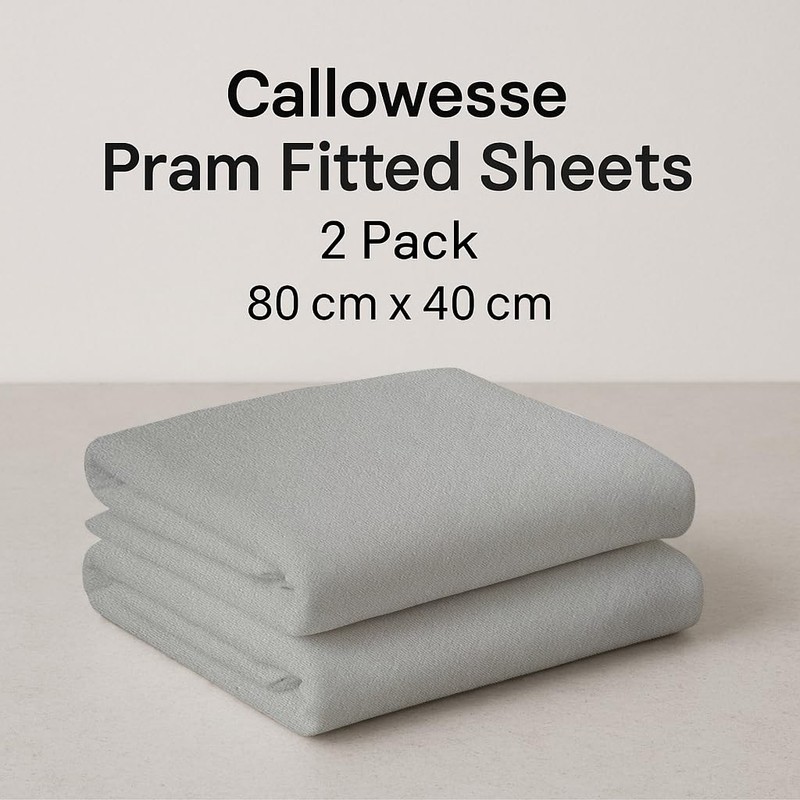 Callowesse 2 Pack Pram/Carrycot Fitted Sheets 40x80cm – 100% Cotton