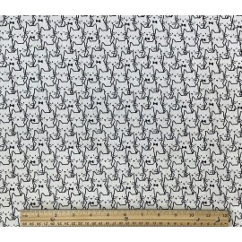 Camelot Fabrics Fabric FQ Fat Quarters Set 5 Cat Kitten Black & White Meow Paw Print 100% Cotton
