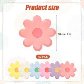 60 Uds Platos Papel Margaritas, 18cm Lindos Platos de Margaritas Platos con Forma de Flor Platos Boho Hippie Platos de Papel Flores para Cumpleaños Baby Shower Boda Fiesta de Primavera