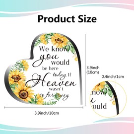 CREATCABIN Acrylic Heart Memorial Gift Sunflowers Pattern Sympathy Bereavement Condolence Sentimental Gifts for Condolence Grief Table Centerpieces Decorations 3.9inch