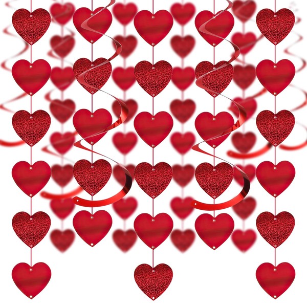 Gibocot 27 Pack Valentine's Day Hanging Decors Glitter Love Heart