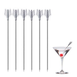 Sipoyen Arrow Cocktail Picks for Drinks 4 Inch Stainless Steel Reusable Metal Martini Picks Cocktail Garnish Skewers 6-Piece