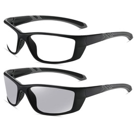 Transition Photochromic Bifocal Reading Glasses For Men Women Wrap Around Safety glasses with reader F27 (BLACK, 2.25, x)