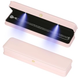 KUKUVR Necklace Bracelet Gift Box, Premium PU Leather Jewellry Long Chain Holder Case for Wedding Engagement Birthday Anniversary Ceremony, Necklace Storage Display boxes for Women Girl (Pink)