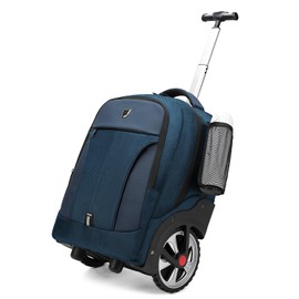 Rolling Backpack, Waterproof Backpack with Wheels for Business, Travel Commuter, Carry on Backpack with Laptop Compartment, Fit 15.6 Inch Laptop, Wheeled Backpack for Adults Women Men (Blue, 20inch)