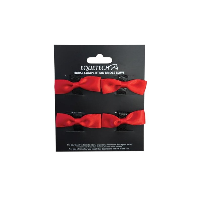 Equetech Red Horse Bridle Warning Ribbons, Set of 4, Competition